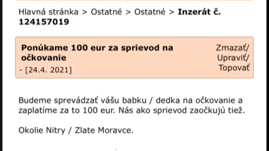 Slováci na internete hľadajú seniorov, ktorých by sprevádzali na očkovanie