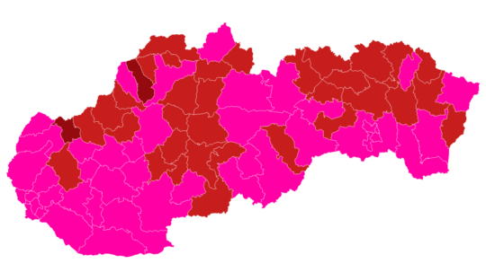 V bordovej fáze budú od pondelka už len dva okresy, ružových bude 44 (+mapa)