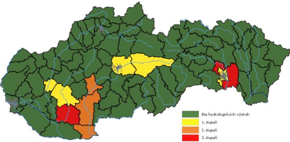 SHMÚ: Pre niekoľko okresov platia výstrahy pred povodňami