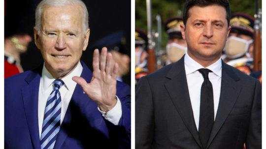 Joe Biden a Volodymyr Zelenskyj.