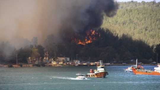 Požiar v v tureckom meste Bodrum.