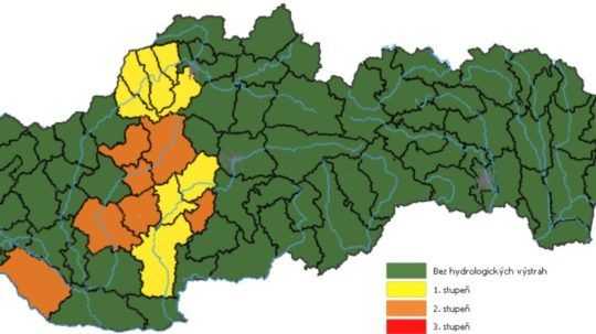 Mapa s výstrahami.