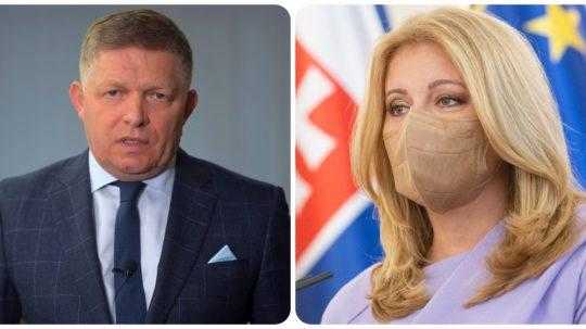 predseda Smeru Robert Fico a prezidentka Zuzana Čaputová