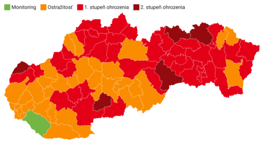 Rozdelenie okresov podľa covidového automatu