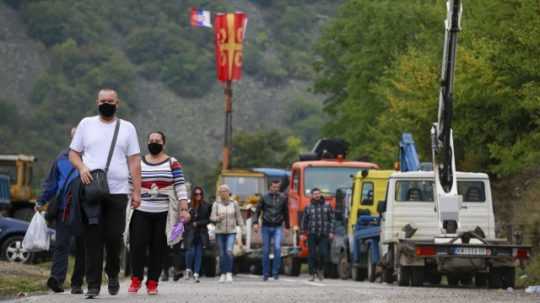 Srbi na hranici s Kosovom.