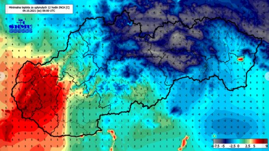 Mapa SR s teplotami