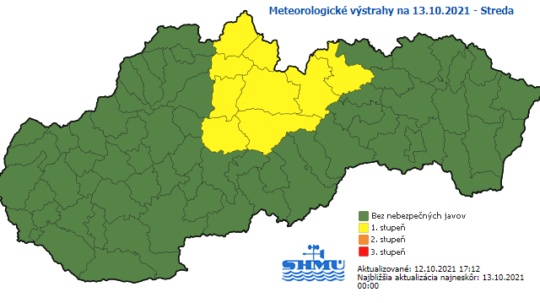 Mapa s výstrahou