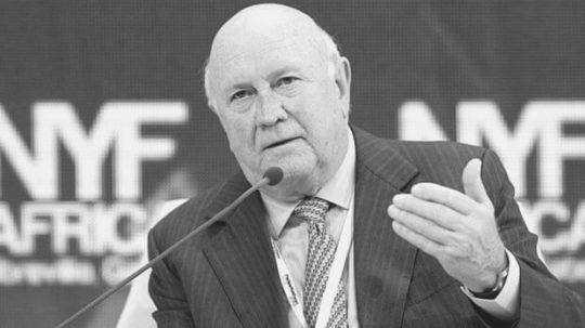 Bývalý prezident Juhoafrickej republiky Frederik Willem de Klerk.