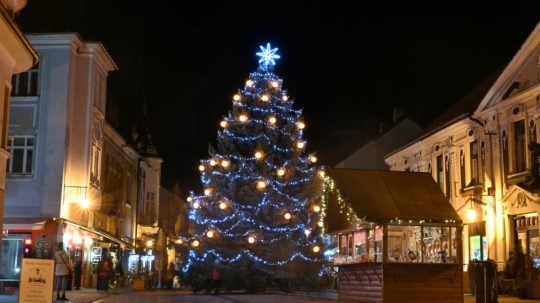 Na snímke osvetlený vianočný strom.