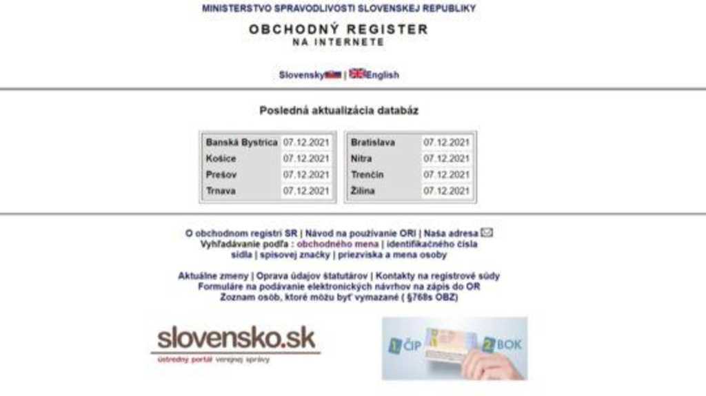 Obchodný register.