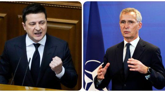 ukrajinský prezident Volodymyr Zelenskyj a generálny tajomník NATO Jens Stoltenberg