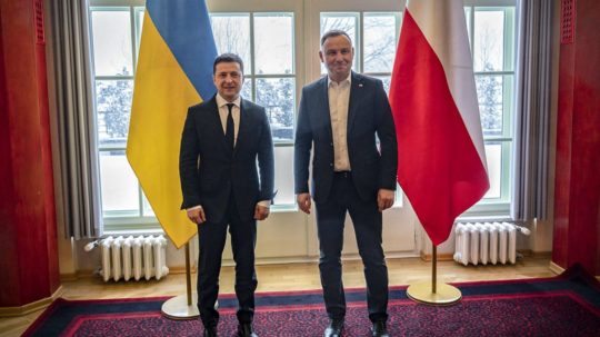 Ukrajinský prezident Volodymyr Zelenskyj a poľský prezident Andrzej Duda.