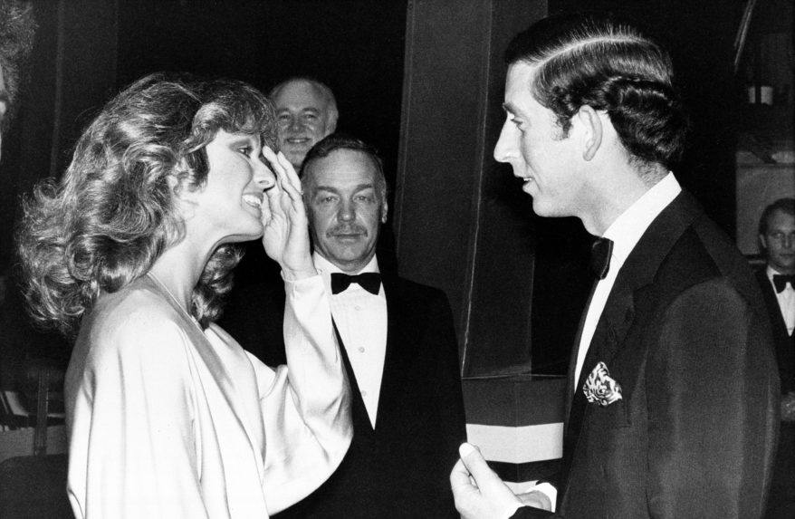 Farrah Fawcettová na stretnutí s britským princom Charlesom.