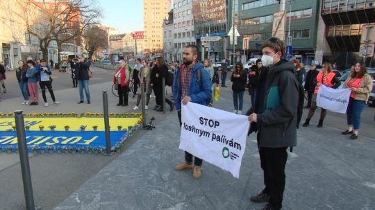 Protest proti ruskej agresii na Ukrajine v Bratislave.