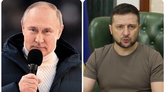 ruský prezident Vladimir Putin a ukrajinský prezident Volodymyr Zelenskyj.