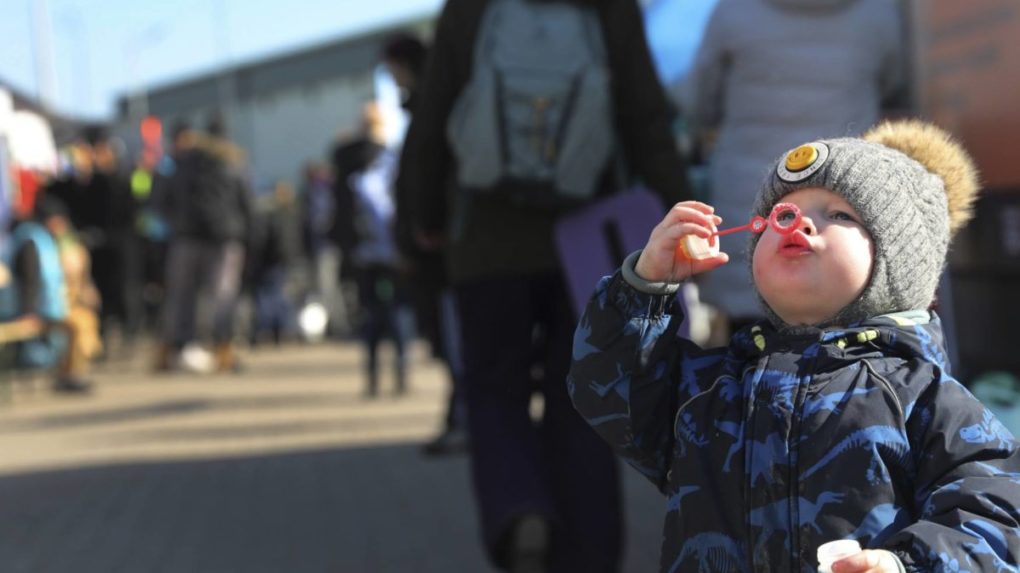Na snímke utečenci z Ukrajiny.