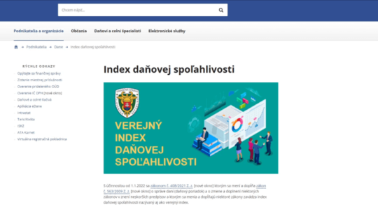 Index daňovej spoľahlivosti.