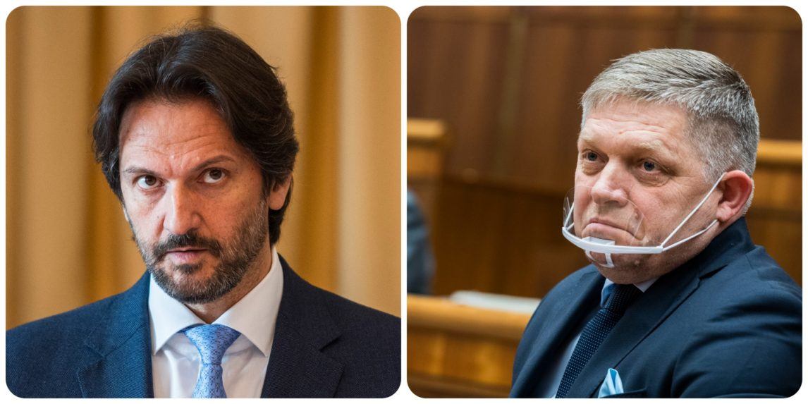 Exminister vnútra Robert Kaliňák a predseda opozičného Smeru-SD Robert Fico.