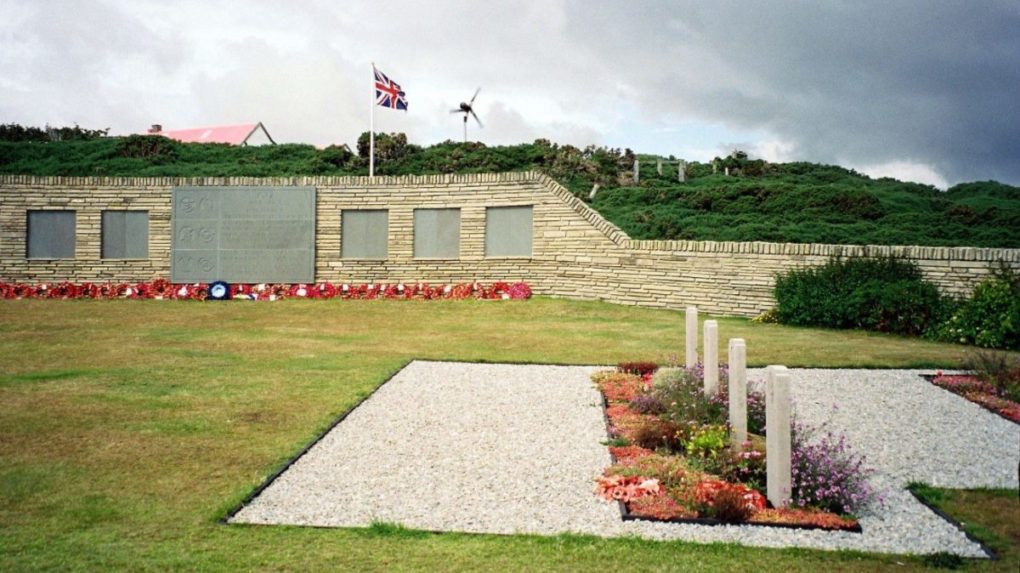 Britský Vojenský cintorín na Falklandských ostrovoch.