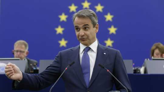 Na snímke grécky premiér Kyriakos Mitsotakis