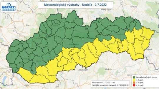 Vyššie teploty potrápia počas nedele najmä južné okresy.