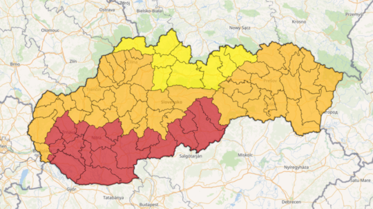 Na snímke výstrahy SHMÚ na štvrtok 20. júla.