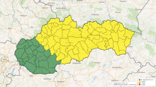 Mapa Slovenského hydrometeorologického ústavu.