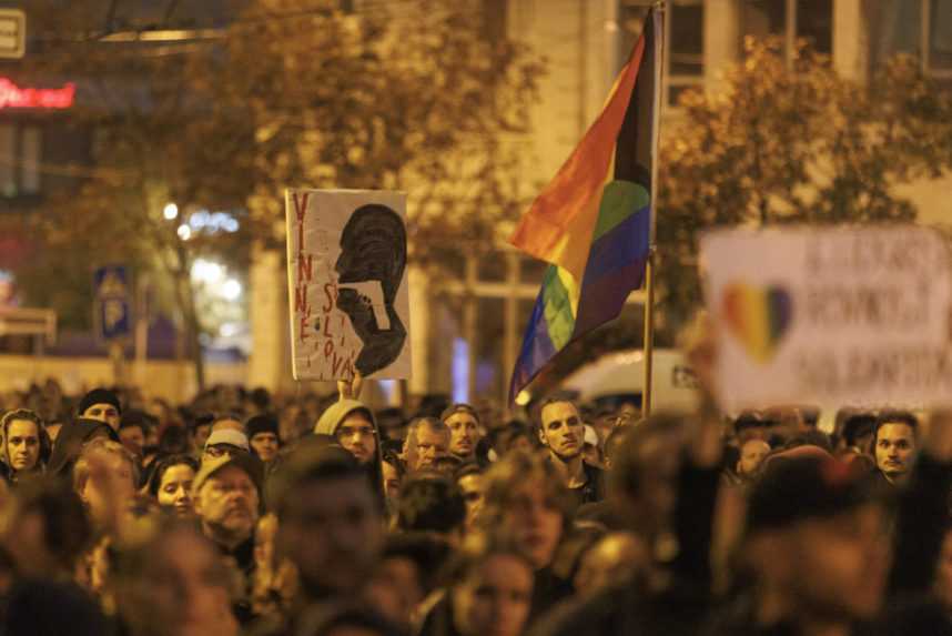 Pochod za obete útoku na Zámockej ulici v Bratislave.