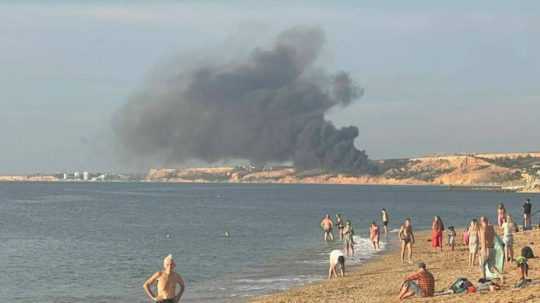 Na snímke požiar na Kryme.