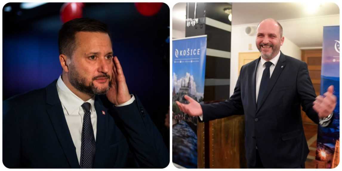 Primátor Bratislavy Matúš Vallo (vľavo) a Košíc Jaroslav Polaček