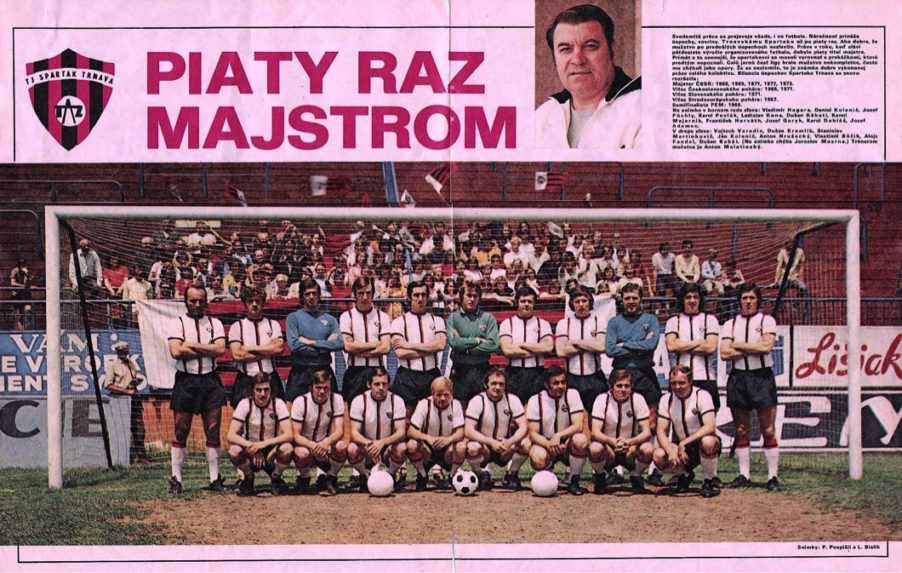 Na snímke je výtlačok novín so správou o získaní piateho majstrovského titulu Spartaka Trnava.