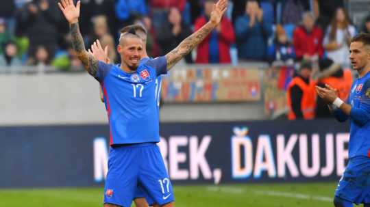 Na snímke slovenský futbalista Marek Hamšík po prípravnom futbalovom zápase Slovensko - Čile v Bratislave.