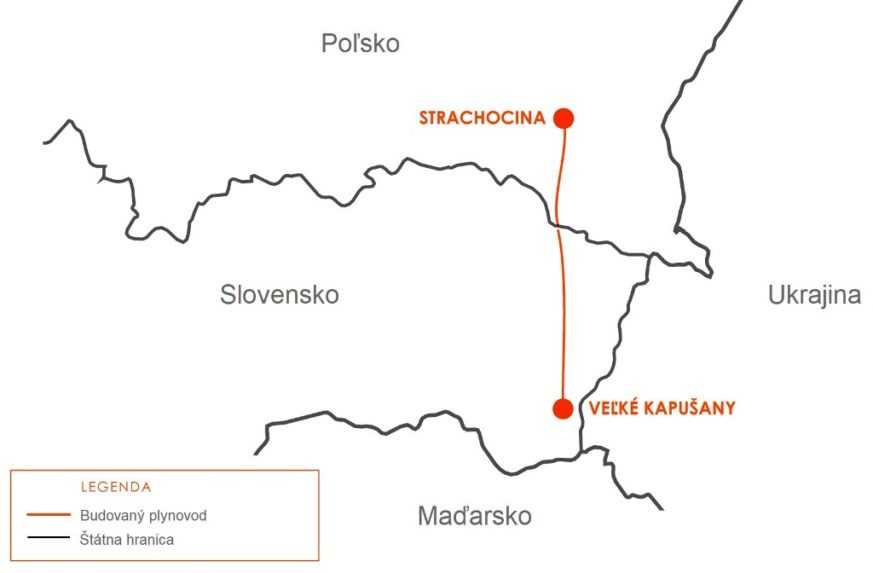 Na snímke celková dĺžka plynovodu Poľsko-Slovensko.