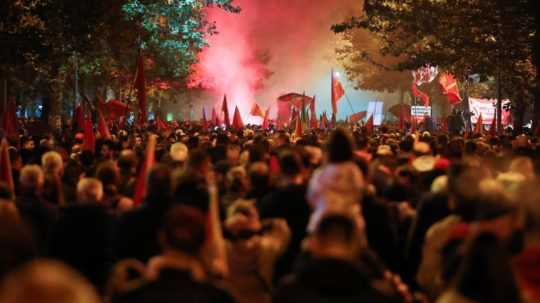 Protivládny protest v Čiernej Hore.