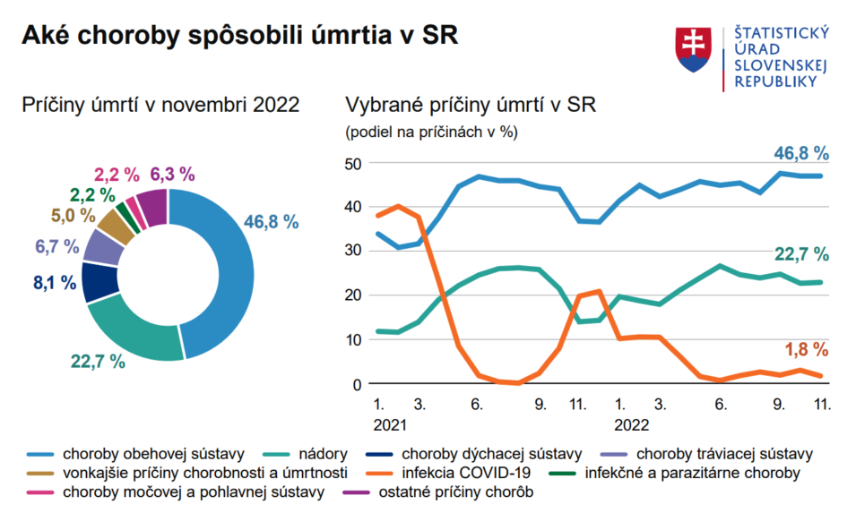 Graf najčastejších príčin úmrtí osôb na Slovensku.