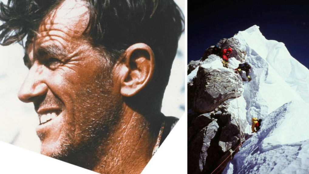 Vľavo na archívnej snímke Novozélanďan Edmund Percival Hillary a Hillaryho výšvih.