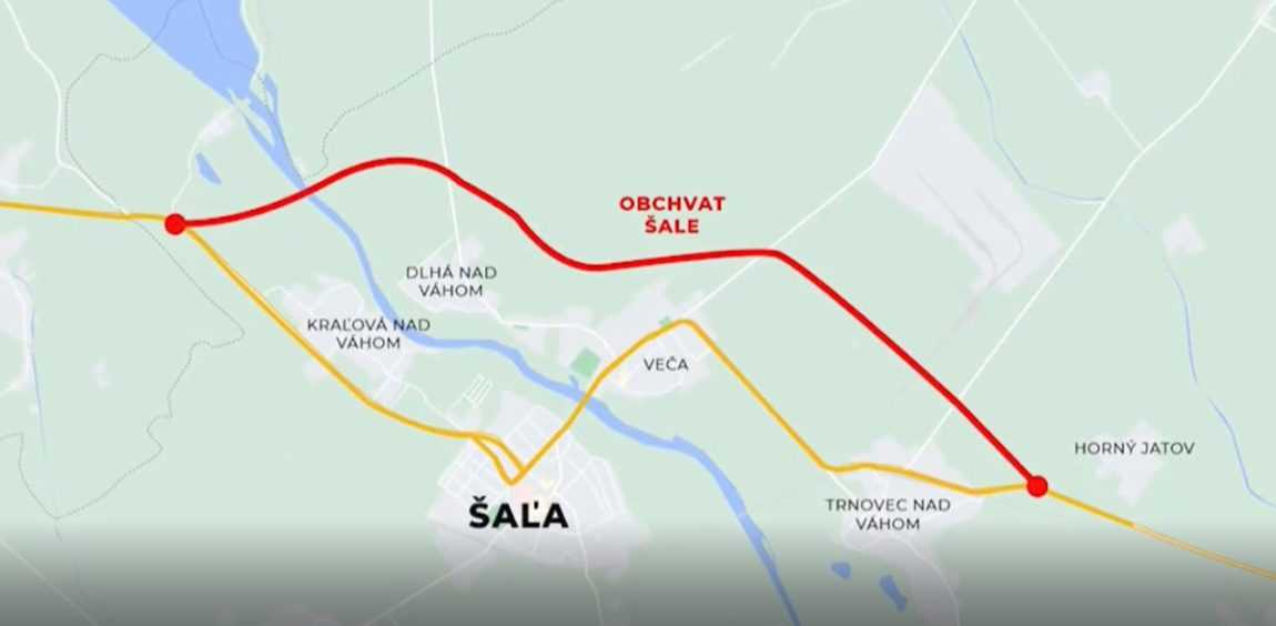 Plánovaný obchvat Šale.