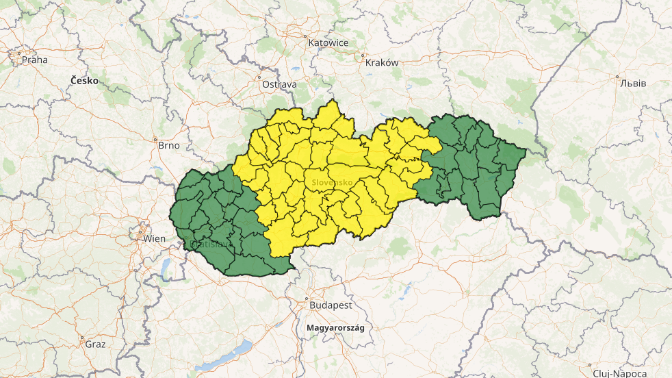 V&yacute;straha na mape Slovenska.