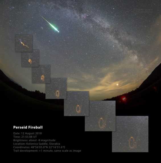 Meteor Perzeíd prebleskol nad Parkom tmavej oblohy nad Poloninami.