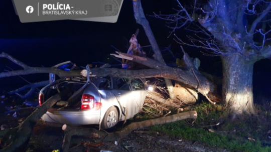 Policajná snímka z nehody medzi Budmericami a Báhoňom.