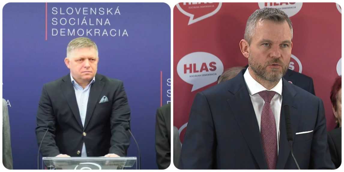 Predseda Smeru-SD Robert Fico (vľavo) a predseda Hlasu-SD Peter Pellegrini.