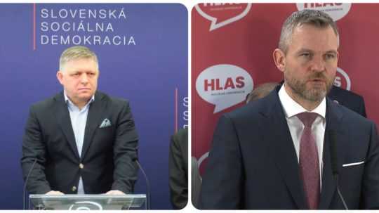 Predseda Smeru-SD Robert Fico (vľavo) a predseda Hlasu-SD Peter Pellegrini.