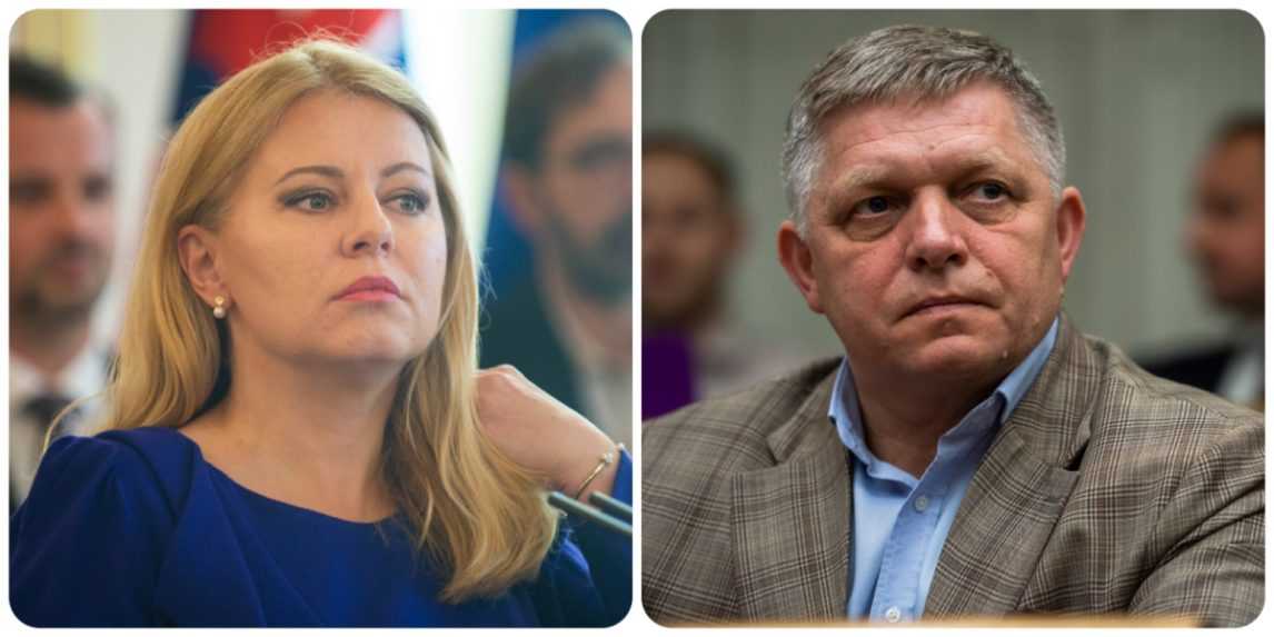 Prezidentka Zuzana Čaputová a líder Smeru-SD Robert Fico.