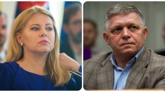 Prezidentka Zuzana Čaputová a líder Smeru-SD Robert Fico.