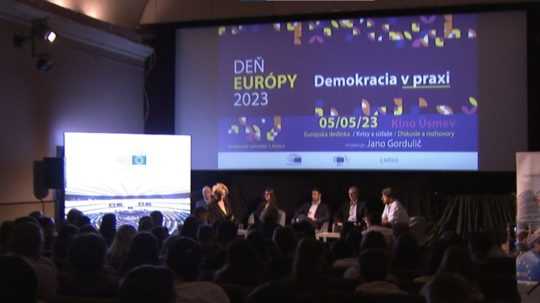 Na snímke je prednáška v rámci Dňa Európy 2023.