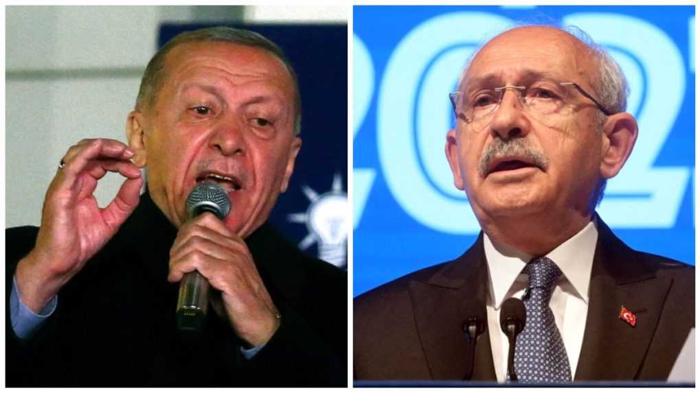 Na sn&iacute;mke s&uacute; tureck&iacute; prezidentsk&iacute; kandid&aacute;ti. Vpravo Kemal Kiličdaroglu a vľavo s&uacute;časn&yacute; prezident Recep Tayyip Erdogan.
