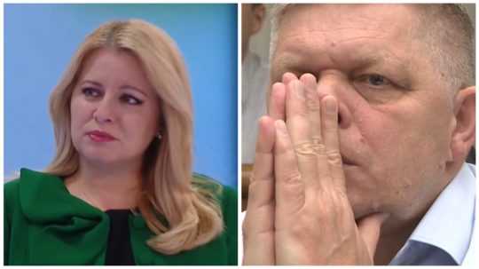 Na snímke je prezidentka SR Zuzana Čaputová a poslanec Robert Fico (Smer-SD).