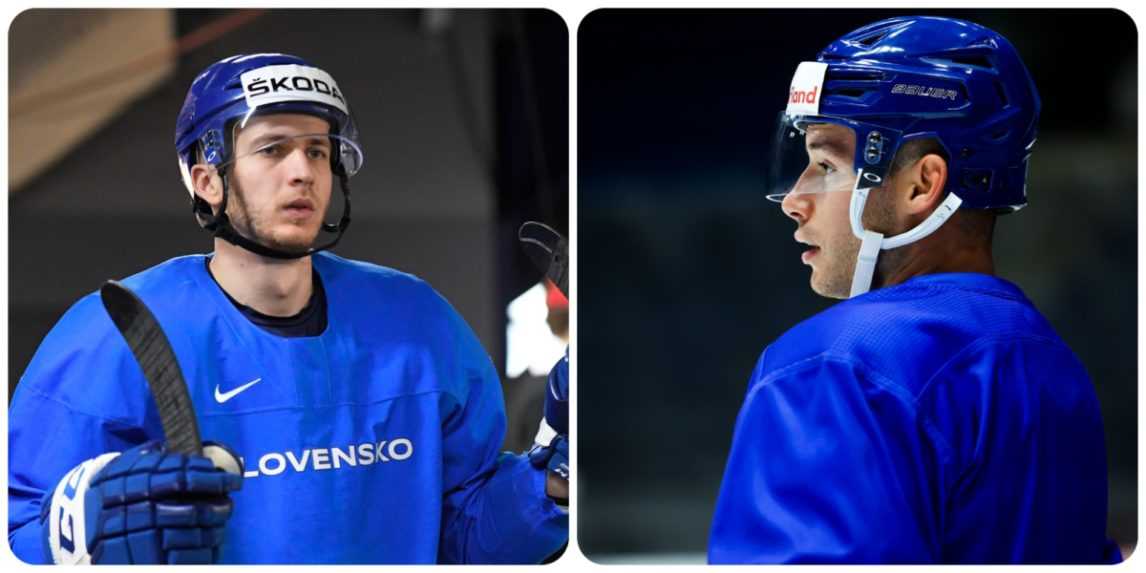 Slovenskí hokejisti Marek Marinčin a Marko Daňo.