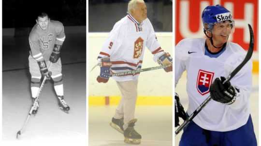 Stan Mikita, Jozef Golonka a Peter Bondra.