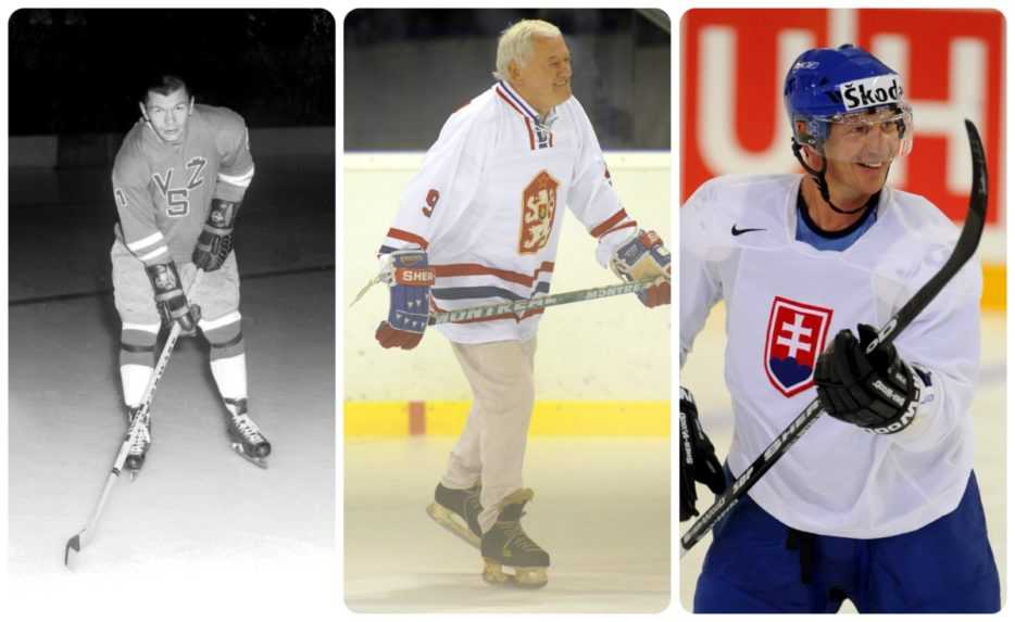 Stan Mikita, Jozef Golonka a Peter Bondra.